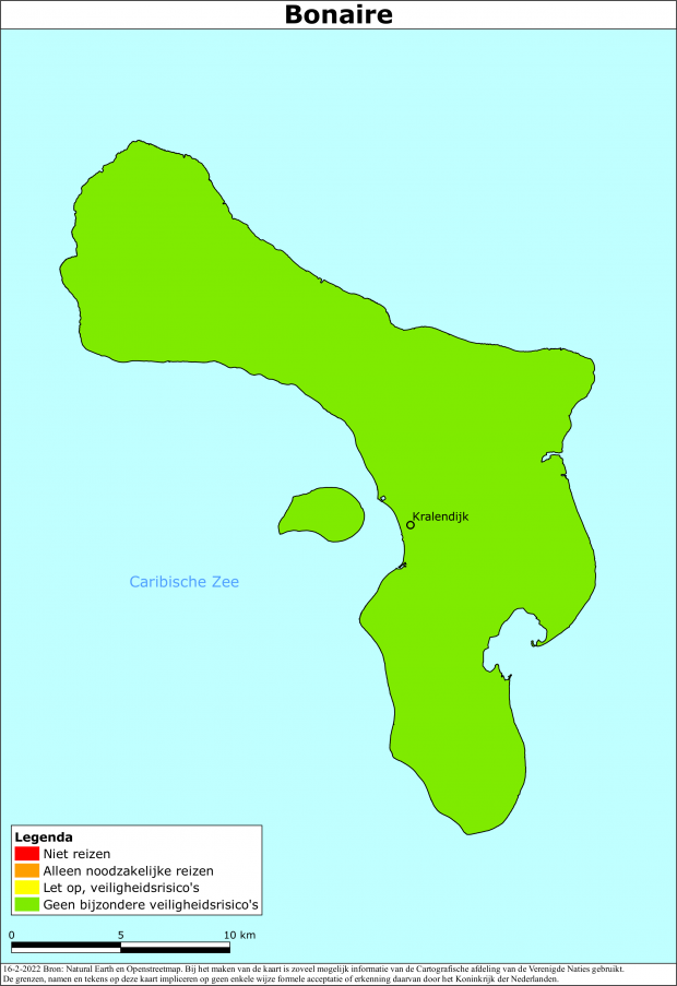 reisadvies kaart Bonaire