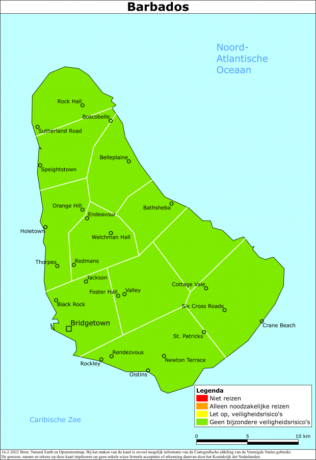 reisadvies kaart Barbados
