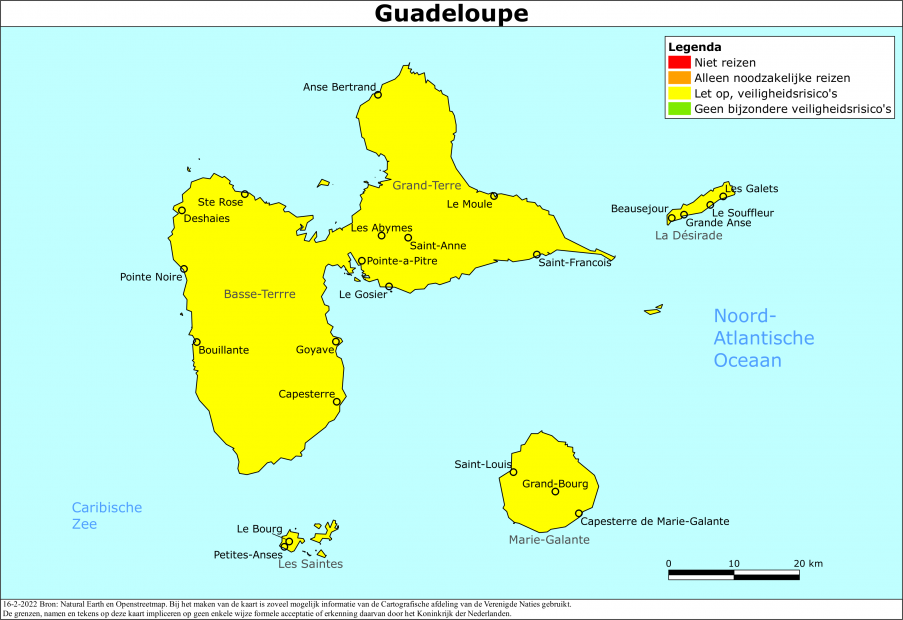 reisadvies kaart Guadeloupe