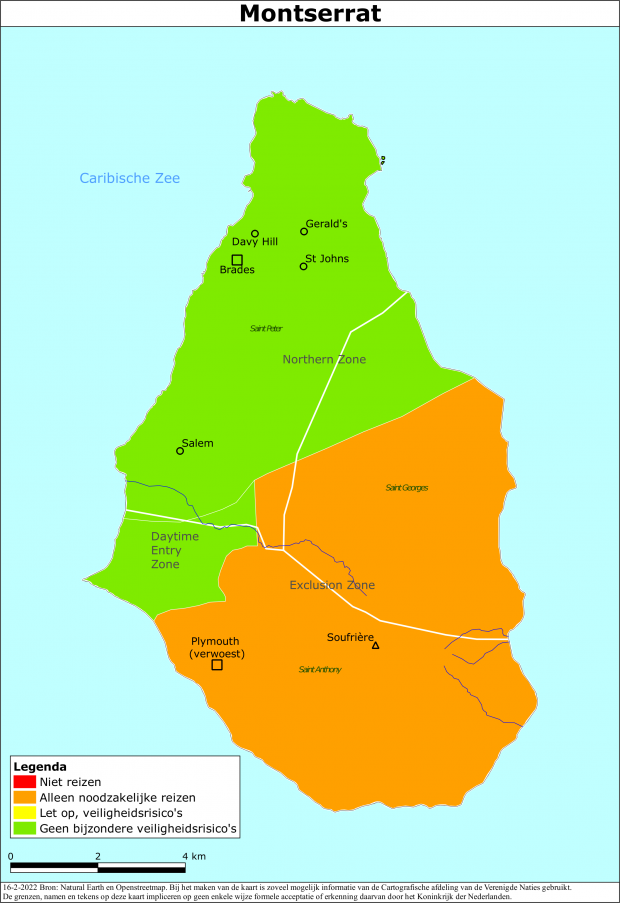reisadvies kaart Montserrat