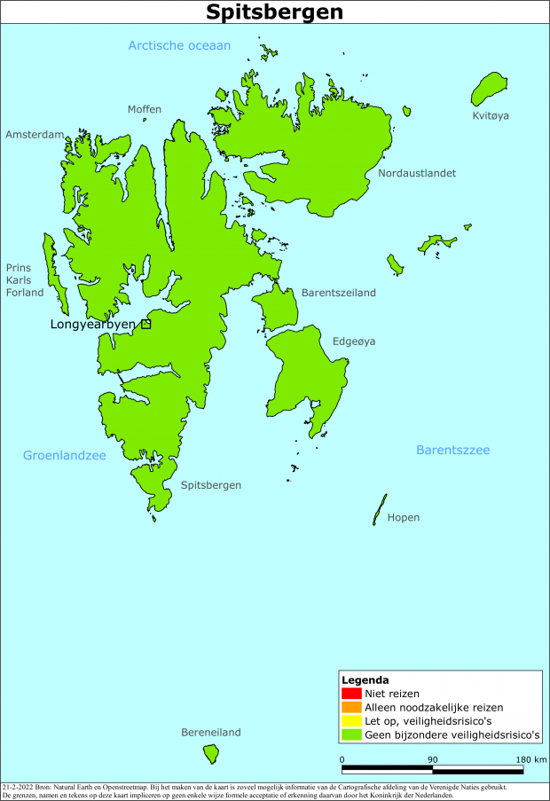 reisadvies kaart Spitsbergen