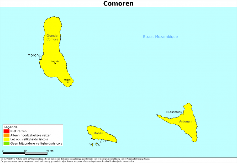 reisadvies kaart Comoren