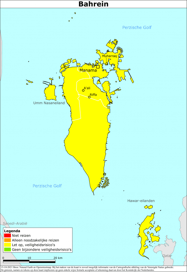 reisadvies kaart Bahrein