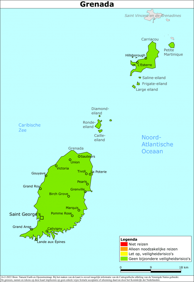 reisadvies kaart Grenada