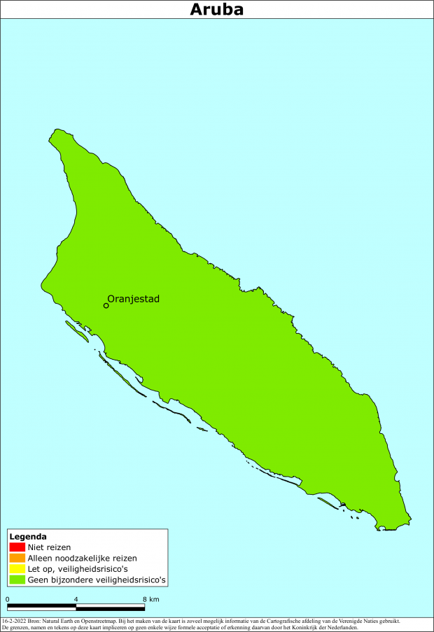 reisadvies kaart Aruba
