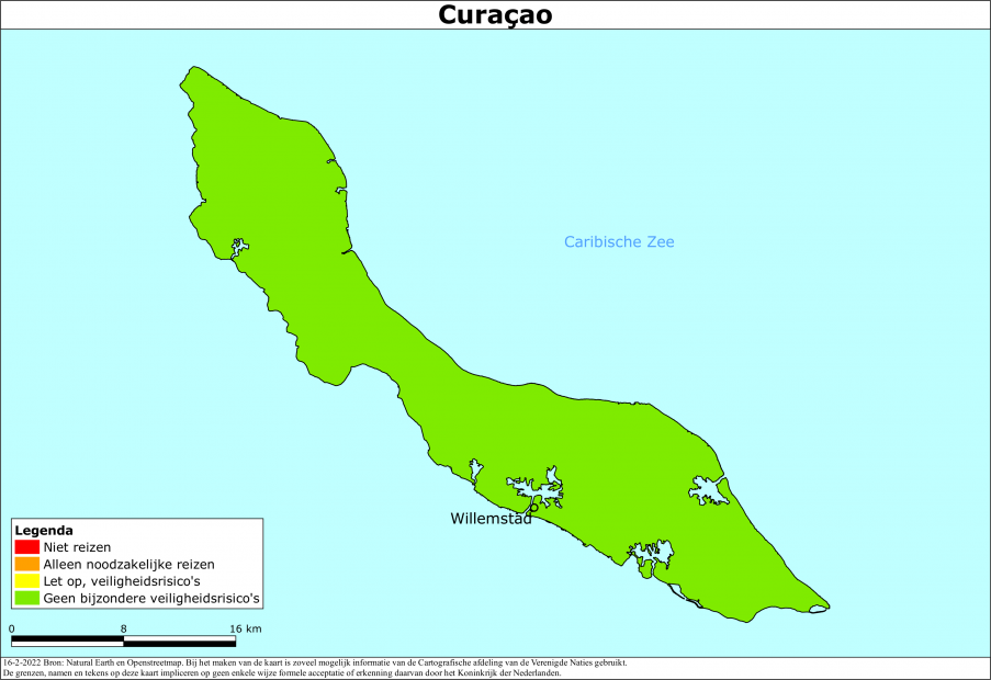 reisadvies kaart Curaçao