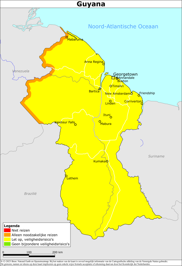 reisadvies kaart Guyana