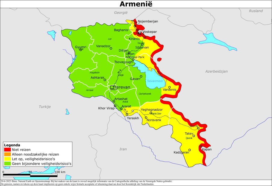 reisadvies kaart Armenië