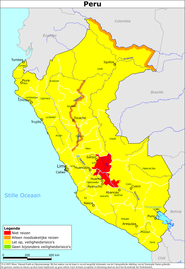 reisadvies kaart Peru