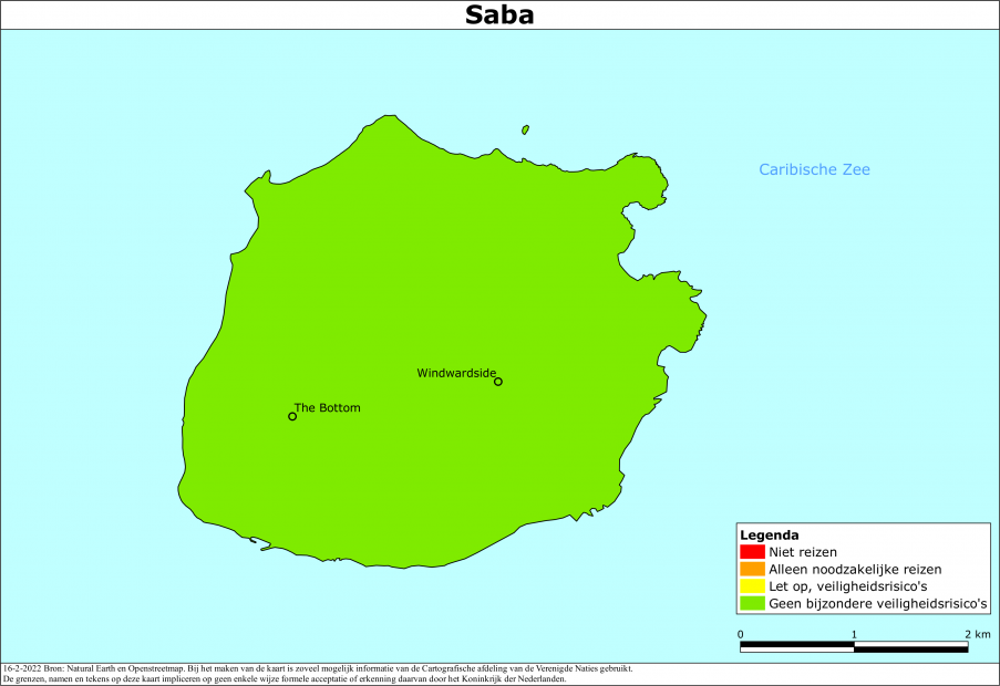 reisadvies kaart Saba