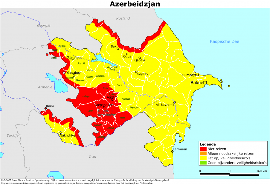 reisadvies kaart Azerbeidzjan