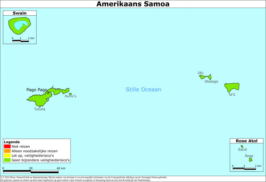 reisadvies kaart Amerikaans Samoa