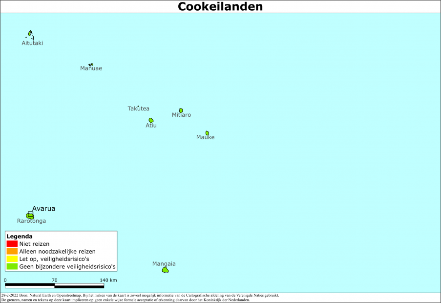 reisadvies kaart Cook Eilanden