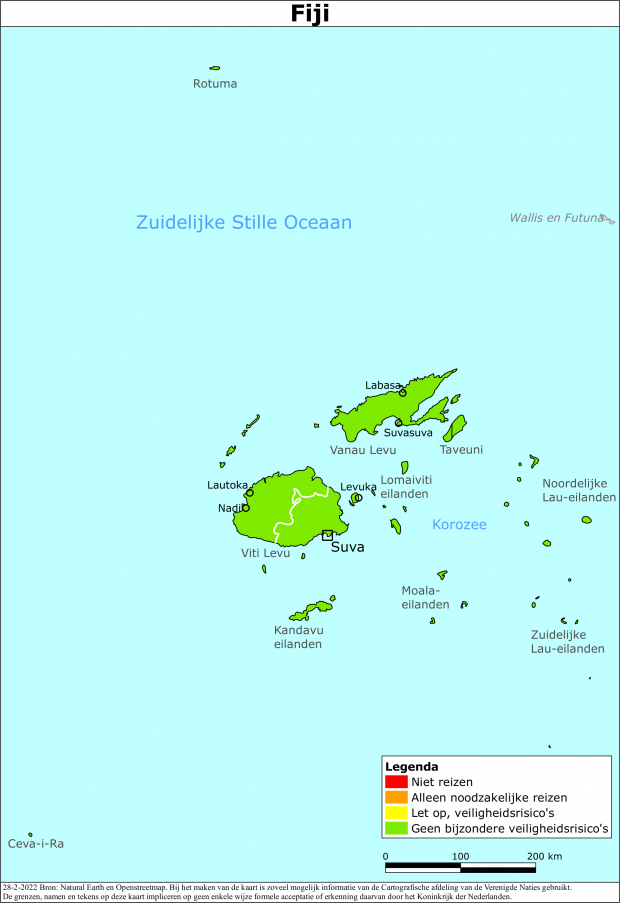 reisadvies kaart Fiji