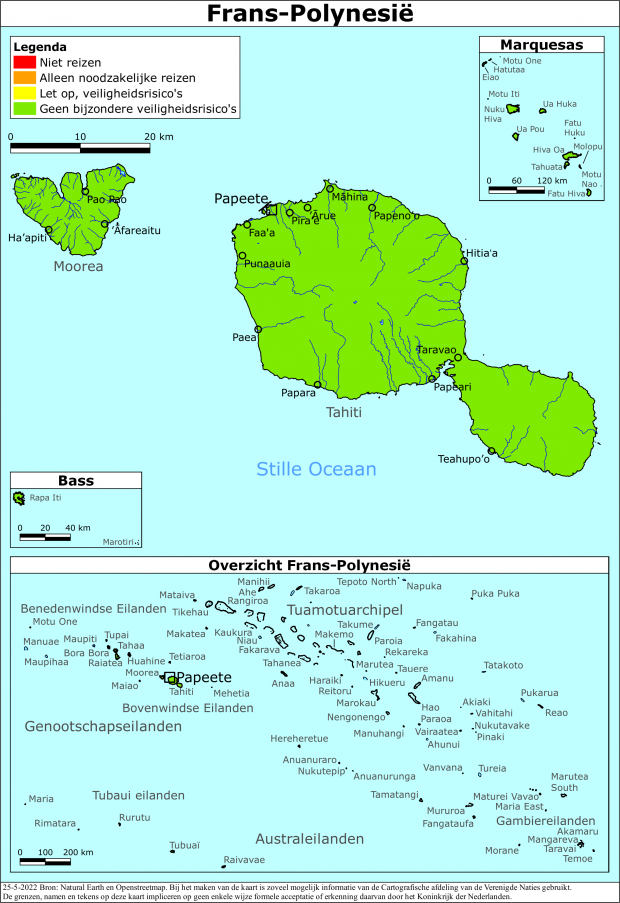 reisadvies kaart Frans-Polynesië