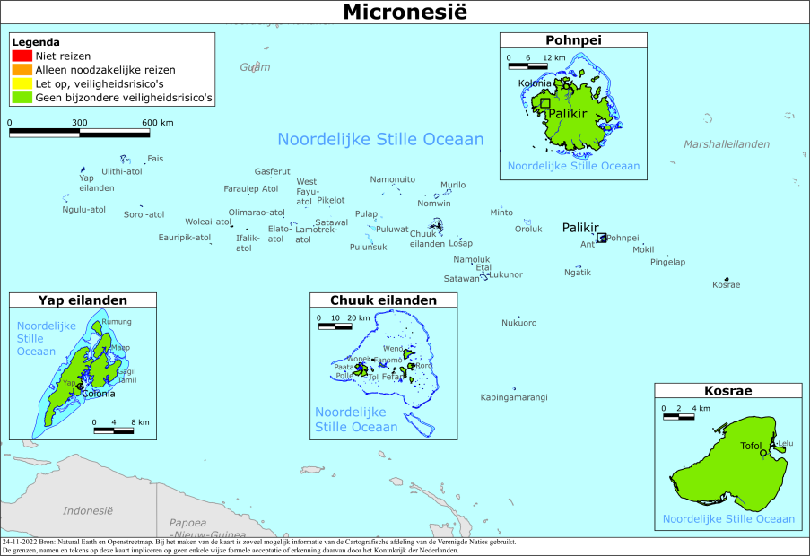 reisadvies kaart Micronesië