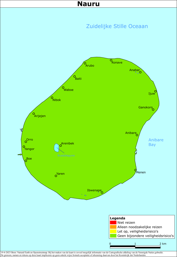 reisadvies kaart Nauru