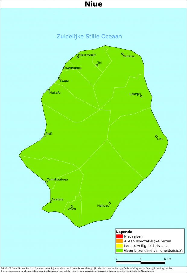 reisadvies kaart Niue
