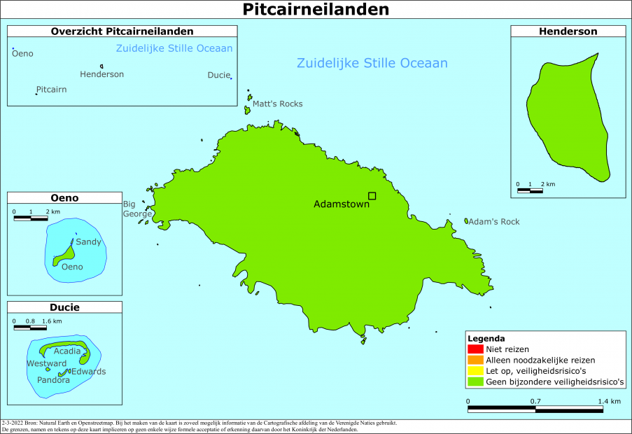 reisadvies kaart Pitcairn Eilanden
