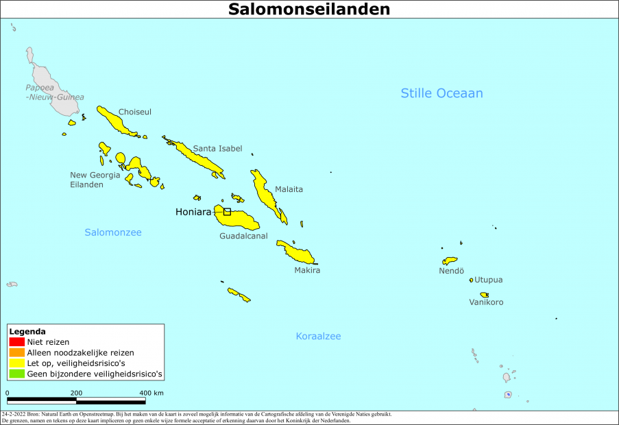 reisadvies kaart Salomonseilanden