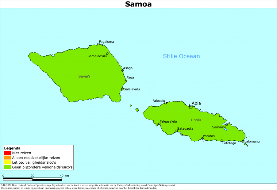 reisadvies kaart Samoa