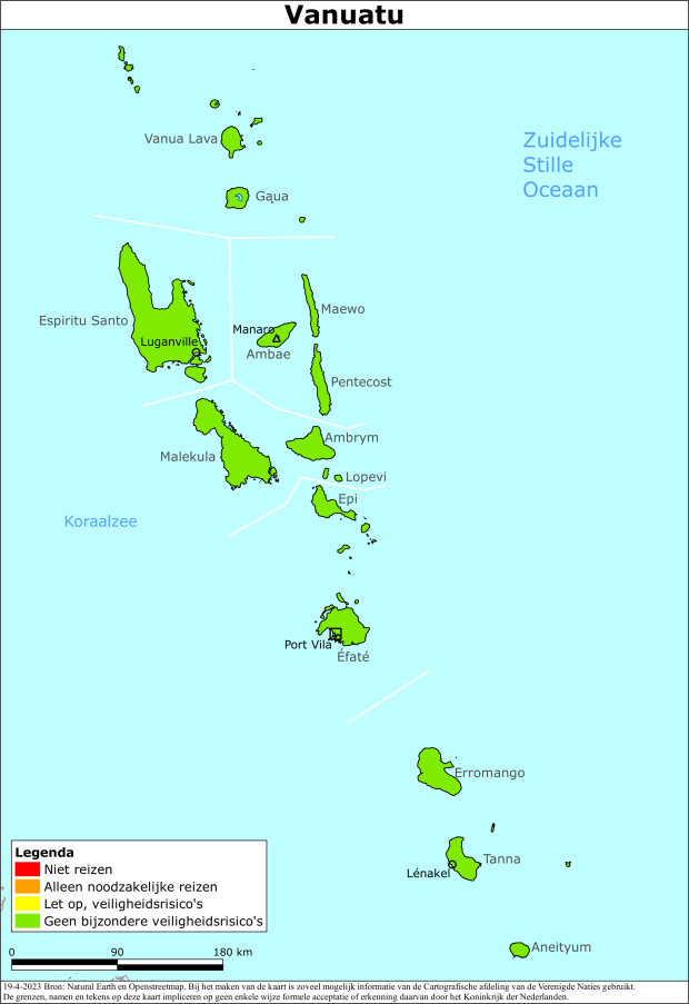 reisadvies kaart Vanuatu