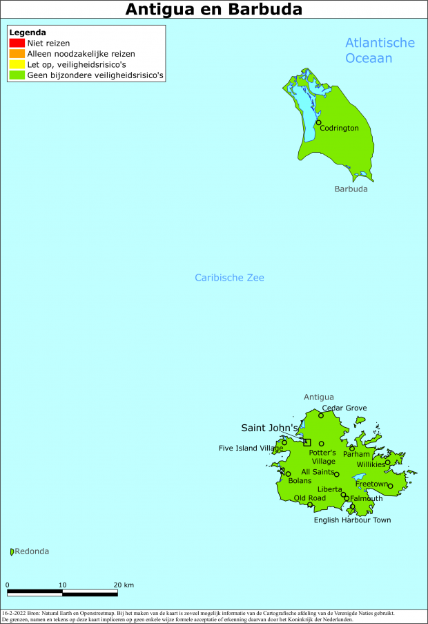 reisadvies kaart Antigua En Barbuda
