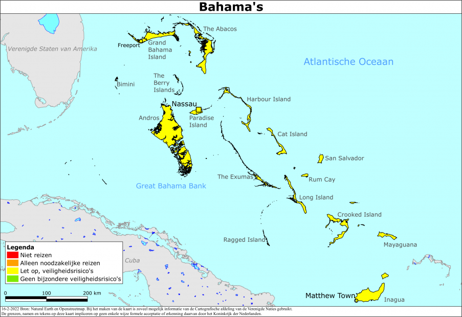 reisadvies kaart Bahamas