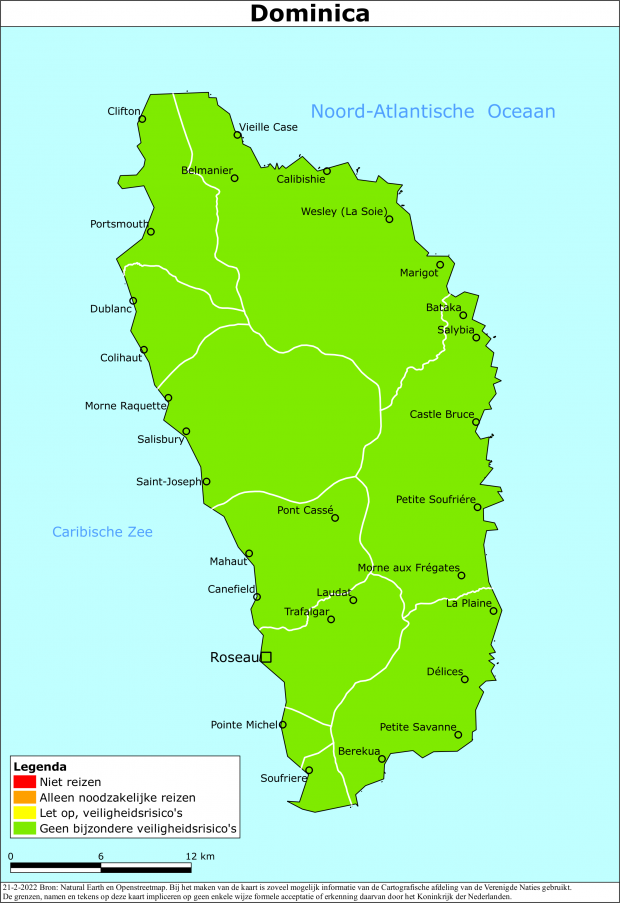 reisadvies kaart Dominica