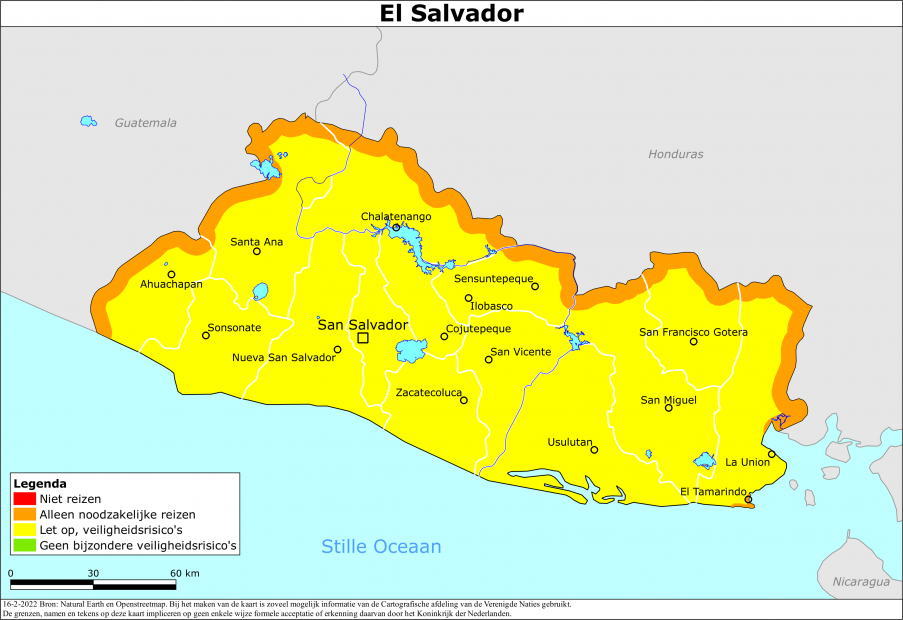 reisadvies kaart El Salvador