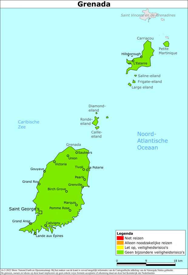 reisadvies kaart Grenada