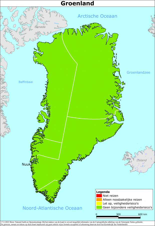 reisadvies kaart Groenland