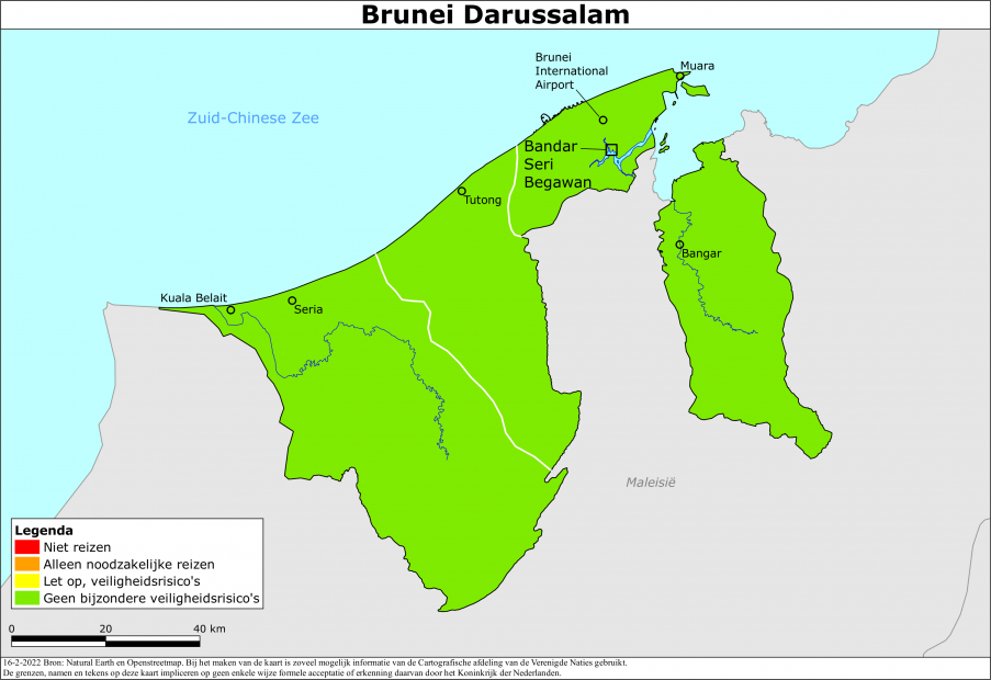 reisadvies kaart Brunei