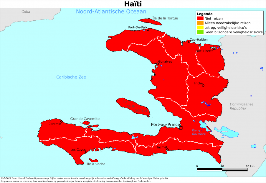 reisadvies kaart Haïti