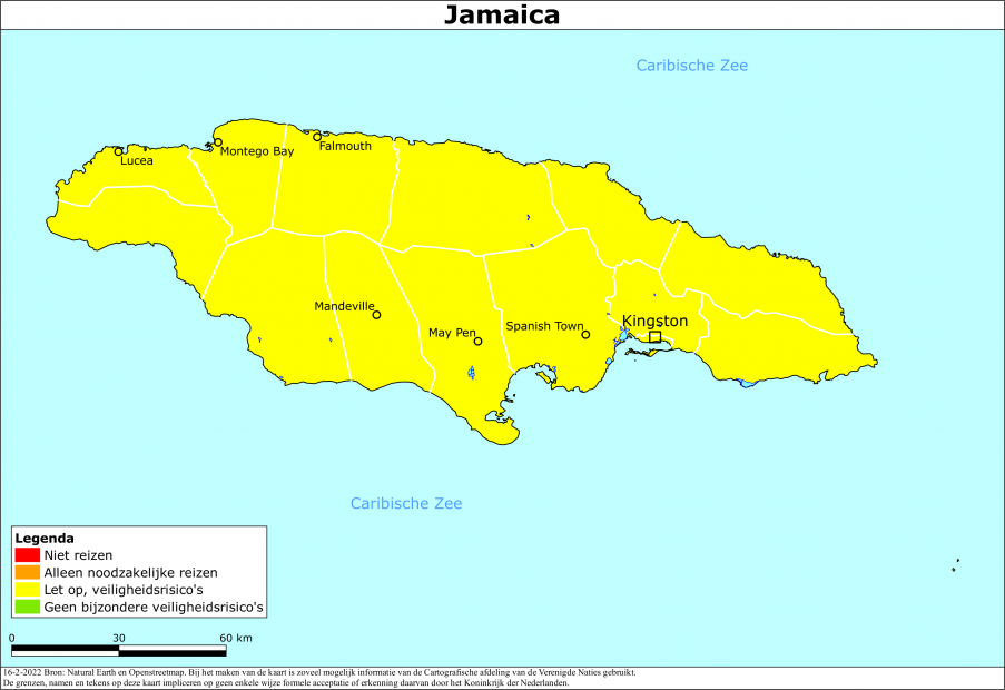 reisadvies kaart Jamaica