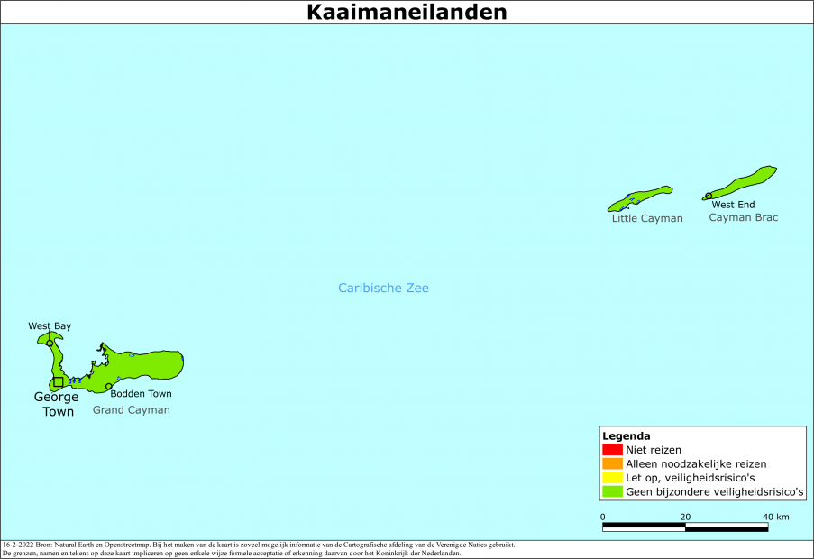 reisadvies kaart Kaaimaneilanden