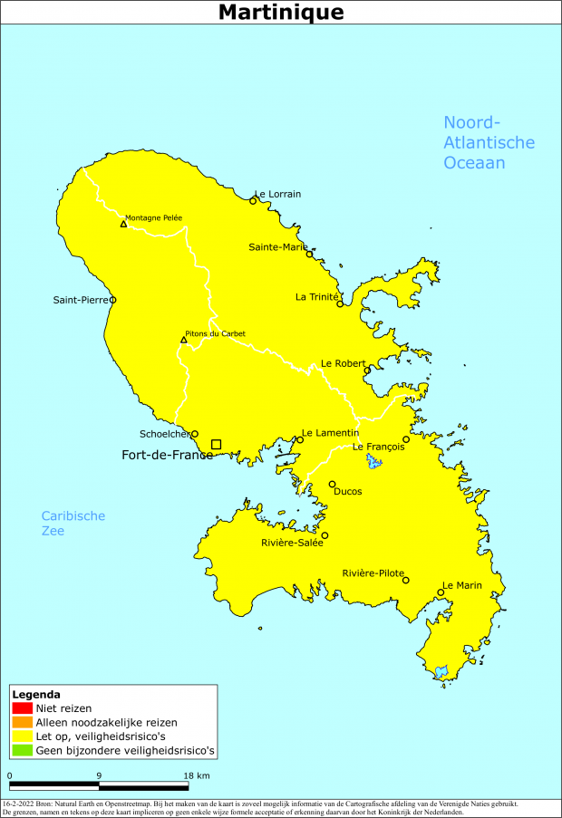 reisadvies kaart Martinique