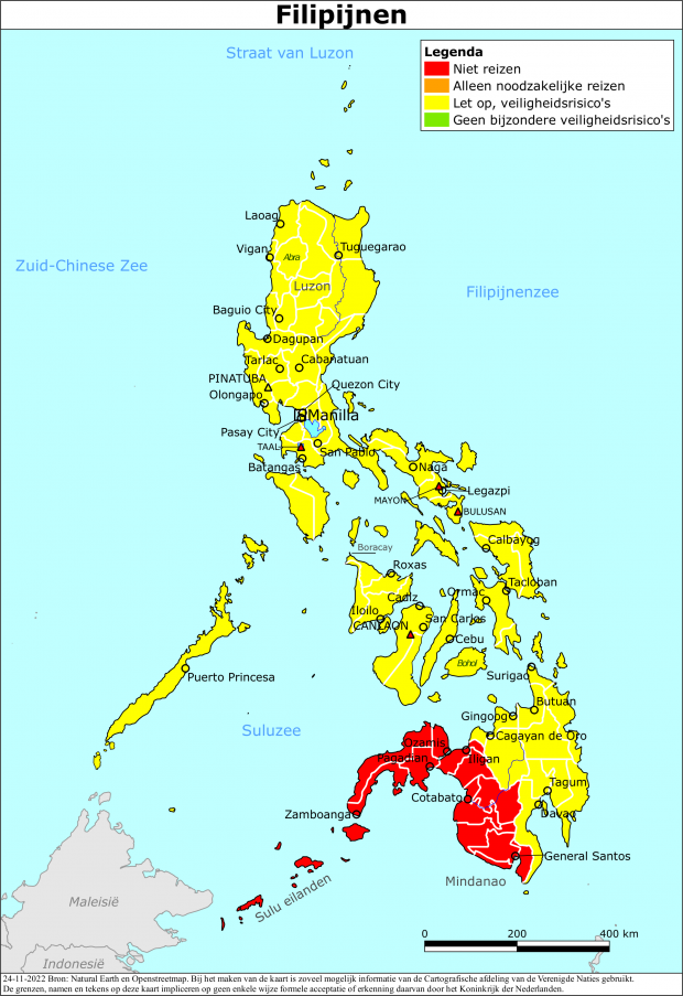 reisadvies kaart Filipijnen