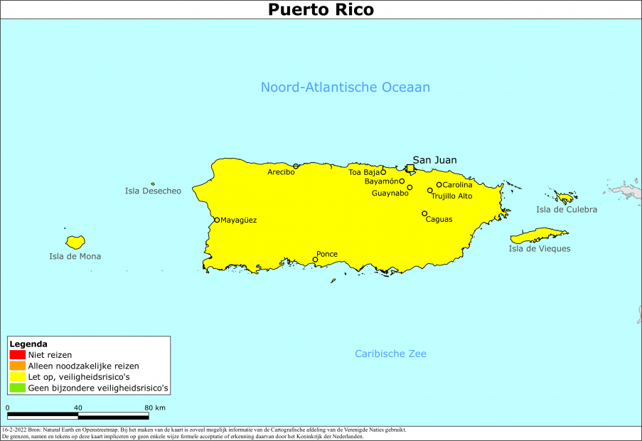 reisadvies kaart Puerto Rico