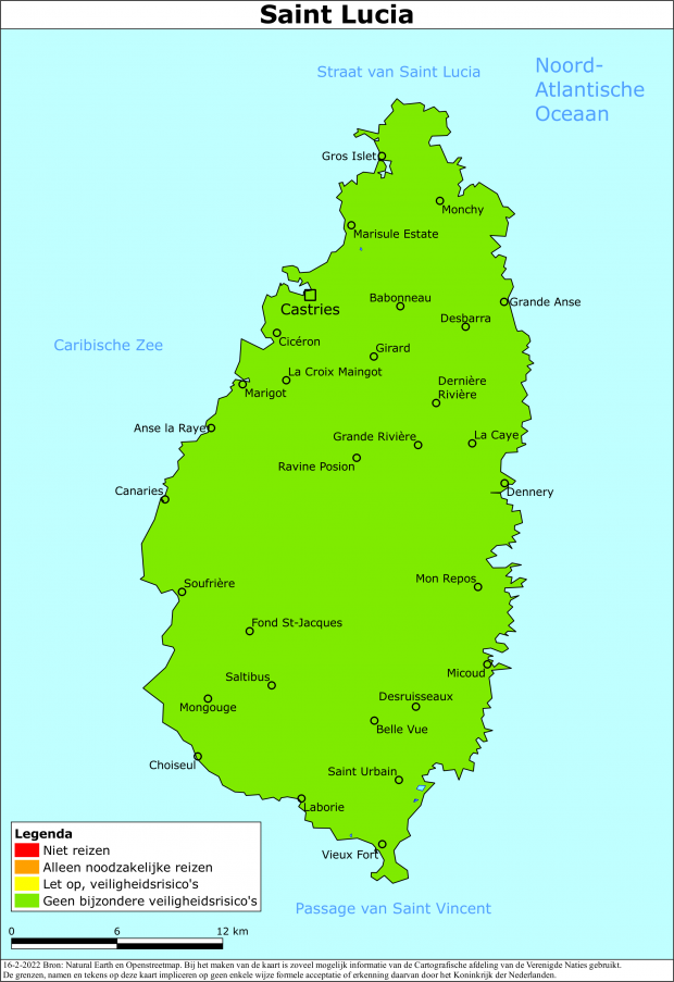 reisadvies kaart St. Lucia