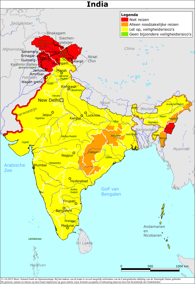 reisadvies kaart India