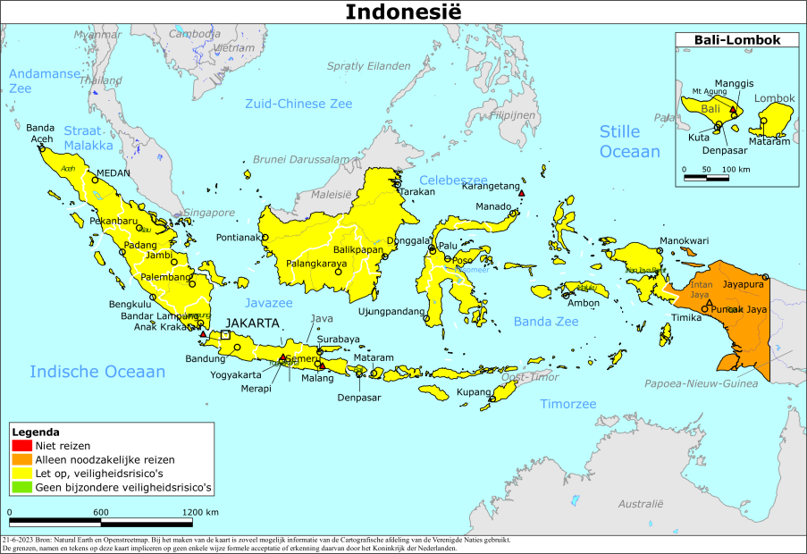 reisadvies kaart Indonesië