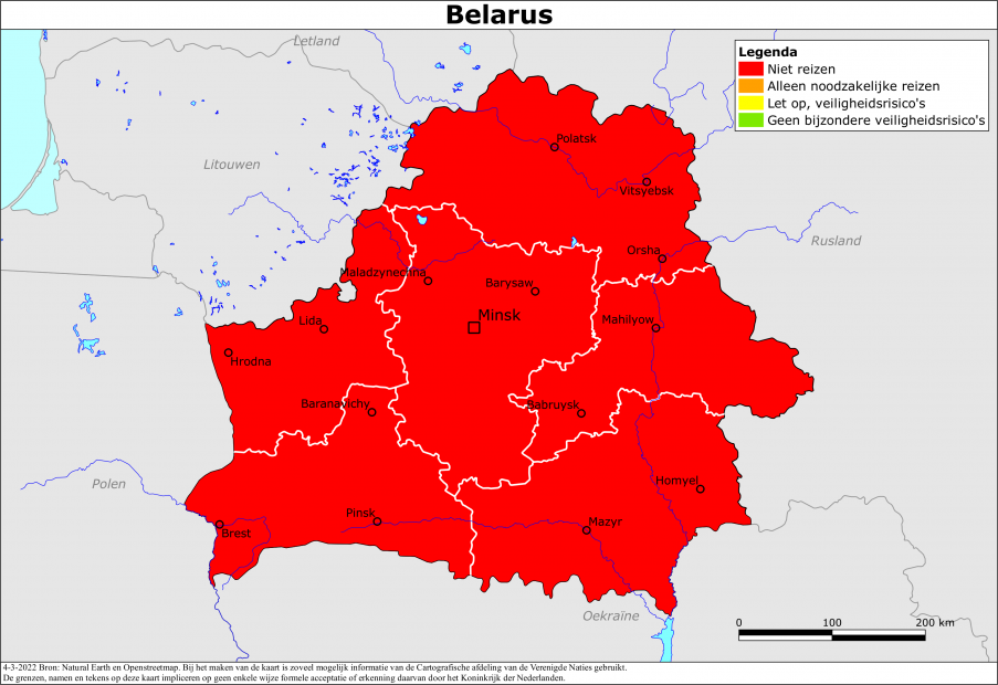 reisadvies kaart Belarus