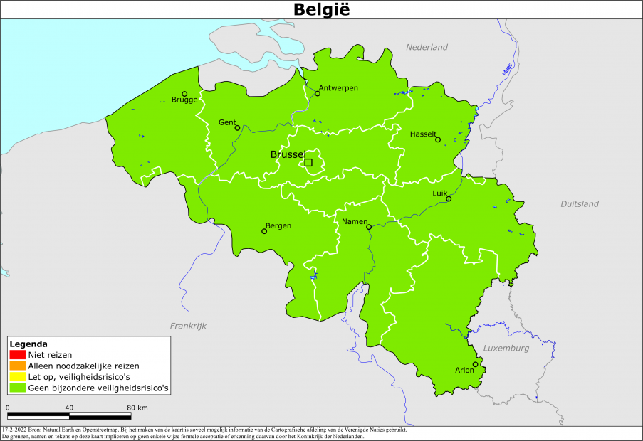 reisadvies kaart België