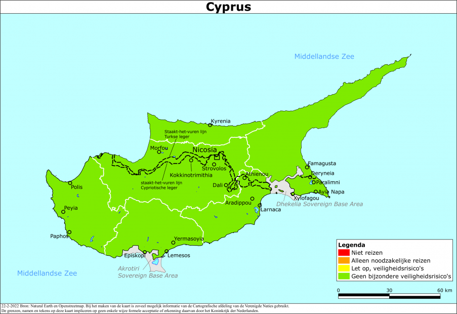 reisadvies kaart Cyprus