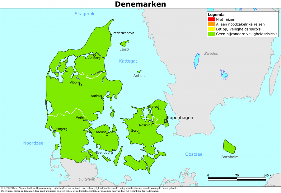 reisadvies kaart Denemarken