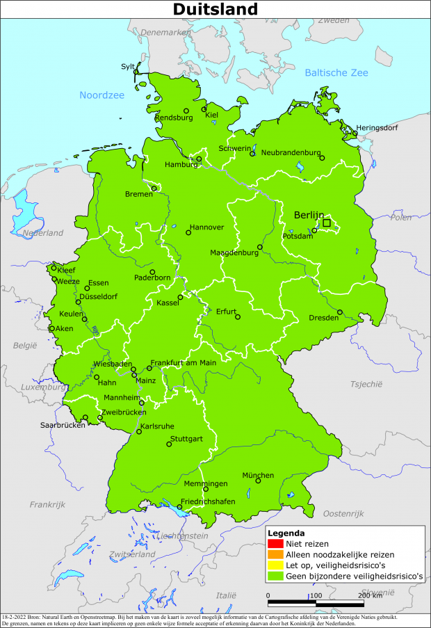 reisadvies kaart Duitsland