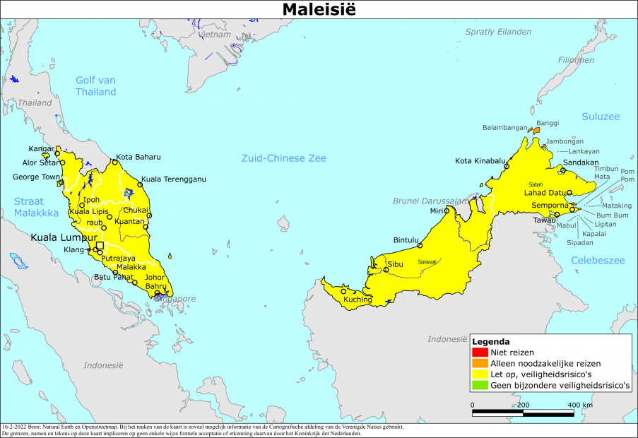 reisadvies kaart Maleisië