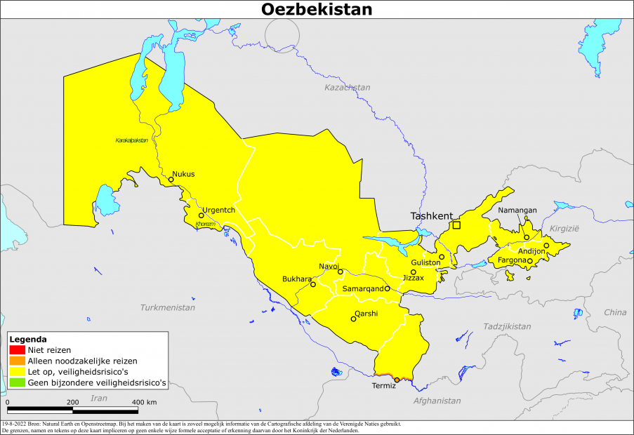 reisadvies kaart Oezbekistan