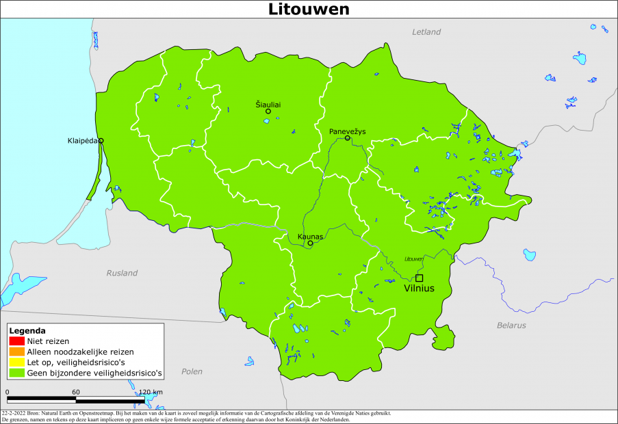 reisadvies kaart Litouwen